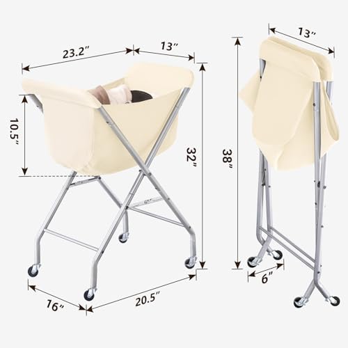 ELYKEN Laundry Basket with Wheels, Collapsible Laundry Hamper - Image 3