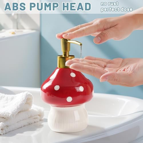 RQYIXI 17 Oz Mushroom Ceramic Soap Dispenser - Image 3