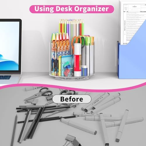 Small Pencil Organizer for Desk Acrylic Art Organizer Clear 4 Compartments - Image 4