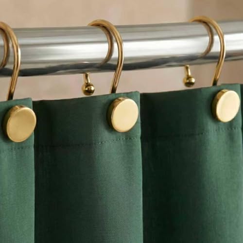 Brass Gold Shower Curtain Hooks: Rust Proof Metal Curtain Rings - Image 2