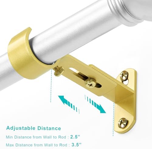 Adjustable Curtain Rod Brackets, Metal Window Drapery Rod Hanger Holders Hooks - Image 2