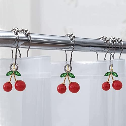 12Pcs Cherry Shower Curtain Hooks Rings, Fruit Themed Bathroom Decor - Image 3