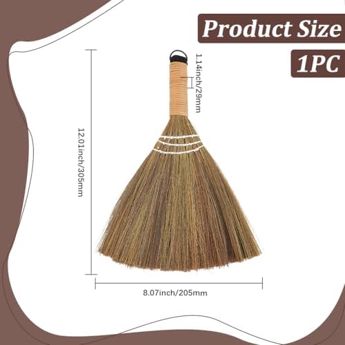 GORGECRAFT 12 Inch Short Bamboo Whisk Broom Grass Natural Straw Soft Broom - Image 3