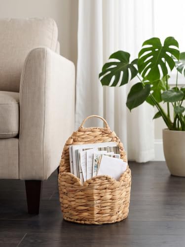 Door Basket Scalloped Hanging Storage Basket, Water Hyacinth Woven Wall Baskets - Image 5