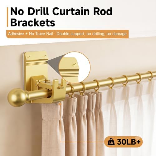 Universal Heavy Duty Curtain Rod Brackets, No Drill Curtain Rod Brackets - Image 2