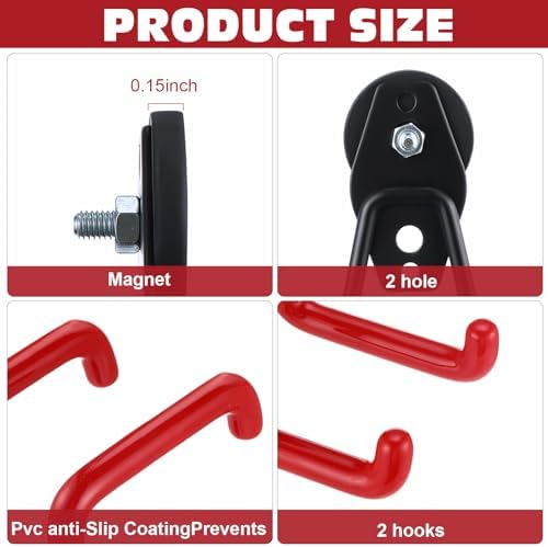 Landhoow 10 Pcs Large Magnetic Hooks Heavy Duty Garage Magnet Hooks Strong - Image 3