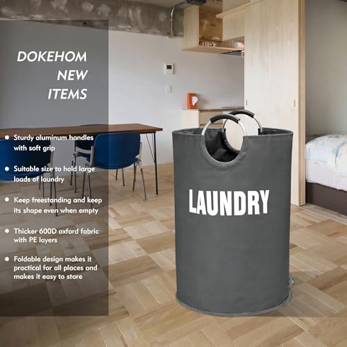 DOKEHOM 160L XX-Large Laundry Basket Bag, Collapsible Hamper, Dark Grey - Image 2