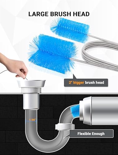 SARDVISA 66 Inch Drain Cleaning Brush, Flexible Long Pipe Cleanner Tool - Image 3