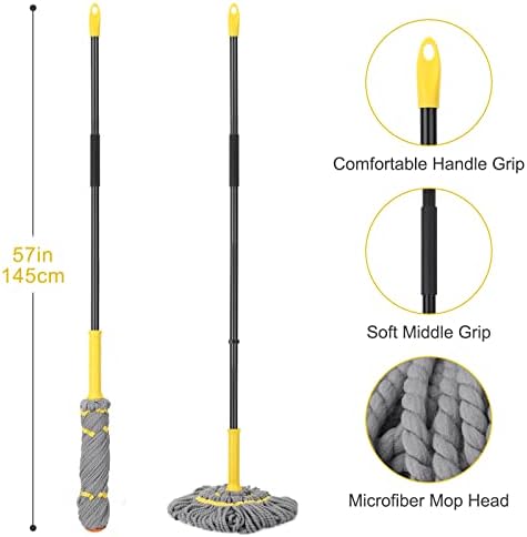 Self-Wringing Twist Mop, Microfiber Floor mop 57" Long Handle - Image 5