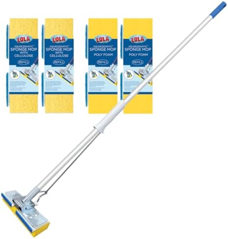 LOLA Squeezematic Butterfly Automatic Sponge Mop, 4 Mop Heads by LolaProducts
