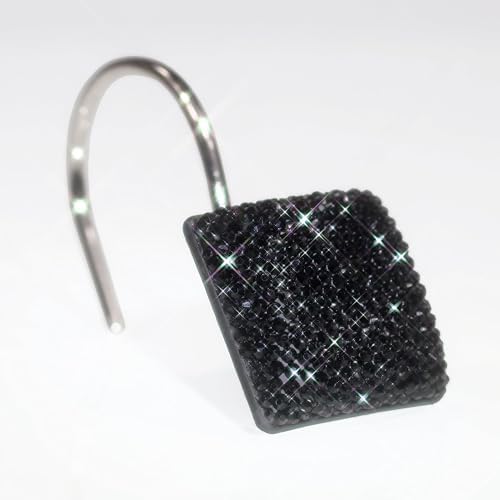Black Bling Shower Curtain Hooks: Christmas Bathroom Curtain Rings - Image 2