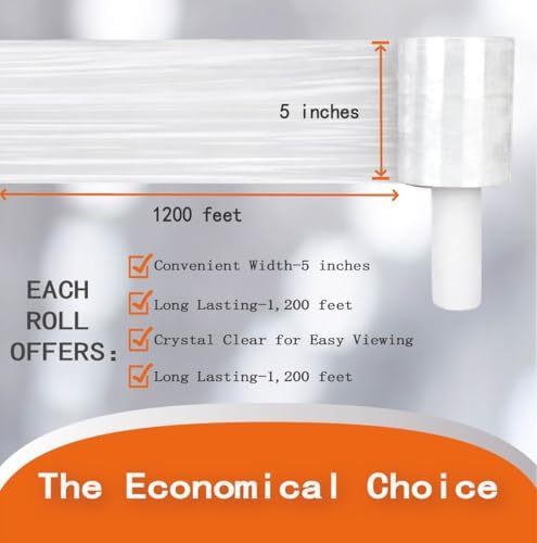 Polysells 2 Pack 5" x 1200ft MIni Roll Stretch Film - Image 3