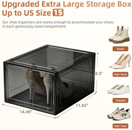 KEFA XL Shoe Storage Box, 8 PACK Shoe Boxes Clear Plastc Stackable Organizer - Image 4