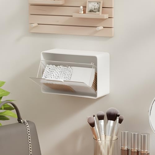 Bathroom Qtip Holder Dispenser, No Drilling Wall Mount Cotton Swabs Holder - Image 2