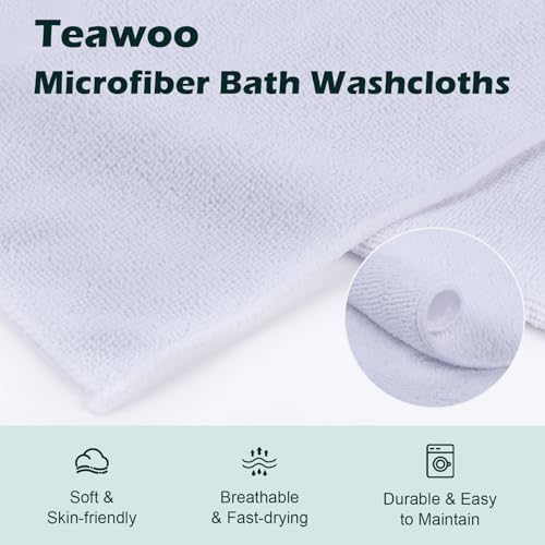 TEAWOO White Washcloths 100 Pack, Highly Absorbent & Quick Drying - Image 4