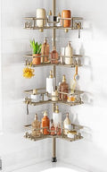 HAMITOR No-Drill Shower Rack, 4-Tier Corner Rustproof Tension Pole by HAMITOR