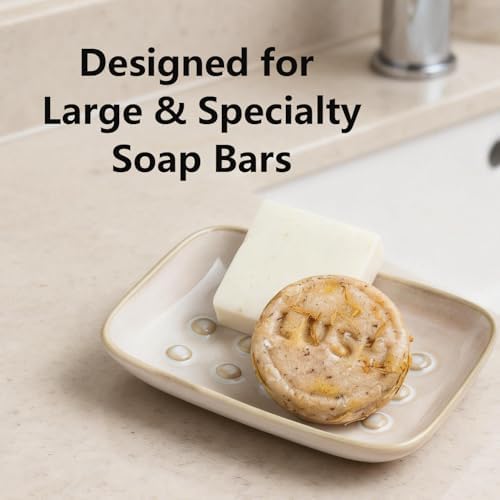 Miamolo Soap Dish for Shower, Ceramic Soap Dish Non-Slip Soap Holder Bar Saver - Image 6