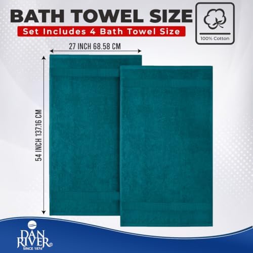 DAN RIVER 600 GSM Cotton Large Bath Towels Set of 4, 27 x 54 Inches - Image 2