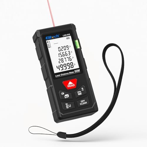 Elitech Laser Tape Measure, 165ft Laser Distance Meter by Elitech