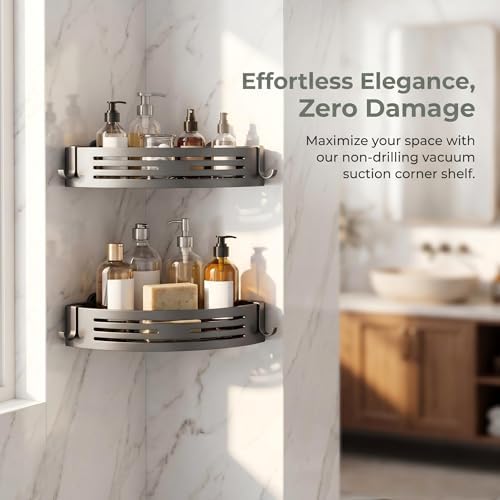 Corner Shower Caddy Suction Cup, 1 Pack Shower Shelves - Image 2