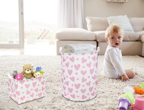 NTAOHAMPER Pink Heart Laundry Hamper, Laundry Basket, Girls Nursery Hamper - Image 4