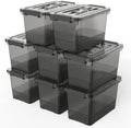 8-Pack Clear Black Plastic Storage Bins by YYXB