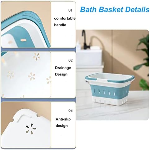 2 Pack Portable Plastic Shower Caddy Tote, Collapsible Small Basket - Image 3