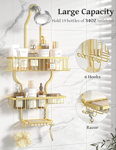 YASONIC Never Rust Shower Caddy Hanging, Aluminum Shower Racks - Image 2