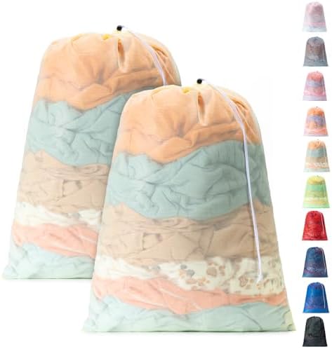 2 Pack Mesh Travel Laundry Bag 28" x 40"Extra Large Dirty Clothes Organizer by Unknown