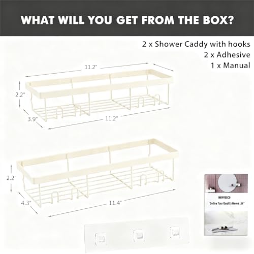 Moforoco Shower Caddy Shelf Organizer Rack, Self Adhesive Black Bathroom - Image 2