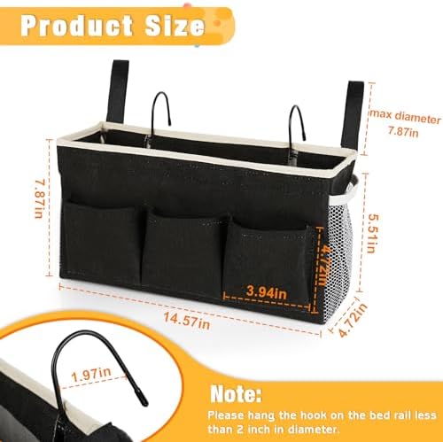 Lilithye Bedside Caddy, Bedside Storage Bag Hanging Organizer - Image 3