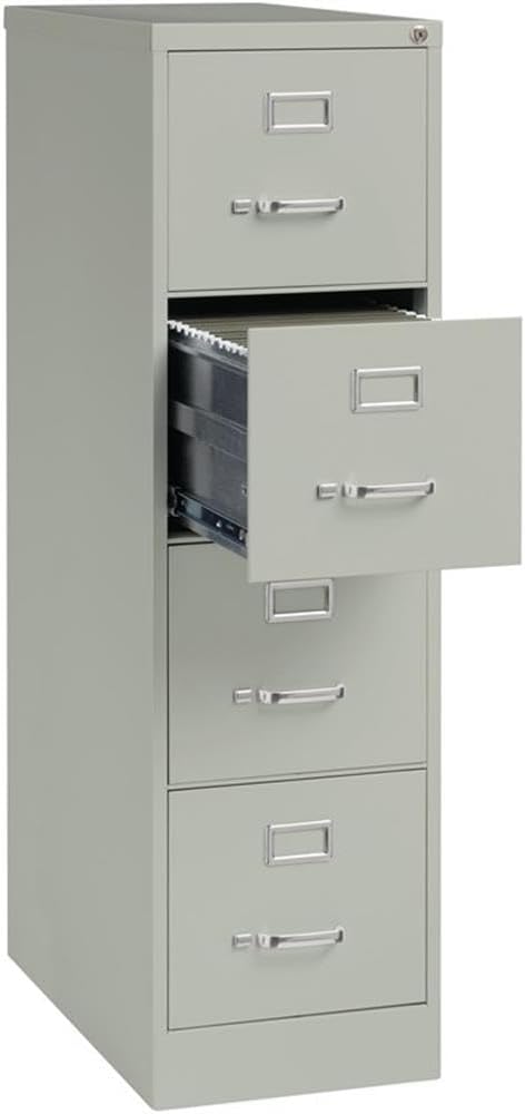 Scranton & Co 52" x 26.5" Modern Metal Letter Vertical Filing Cabinet with 4 Drawers & Core-Removable Lock, Fully Assembled Steel Construction, in Light Gray Finish