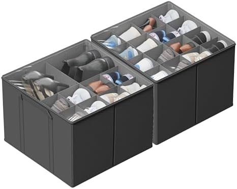 SUOCO 2 Pack Shoe Organizer for Closet, Fits up to 32 Pairs, Small Space Shoe by SUOCO