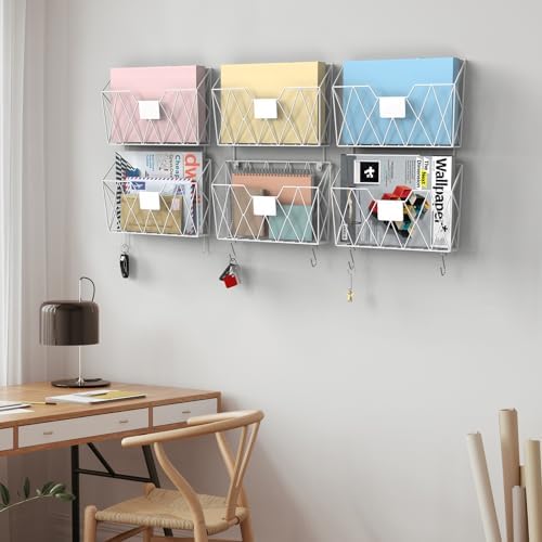 YBING Wall File Organizer 6 Pack Mesh Wire Hanging File Holder - Image 4