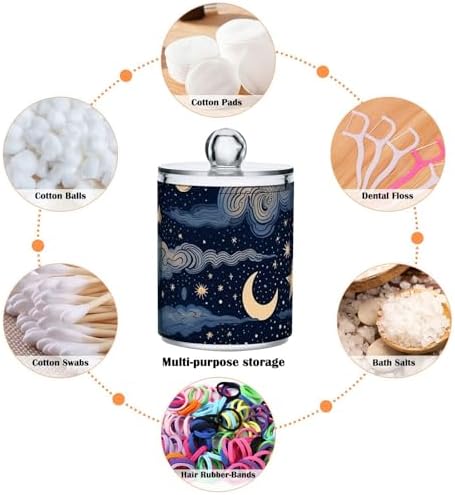 4 Pack Apothecary Jars Bathroom Stars and Moon Qtip Holder Dispenser Clear - Image 4