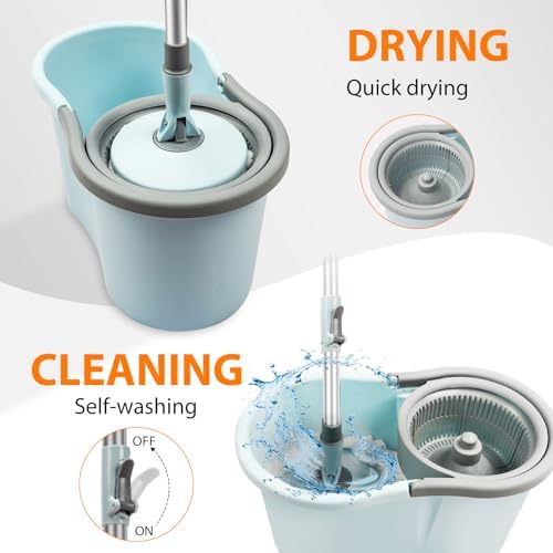 Mop Buckets for Floor Cleaning 360° Spin Wringer Separate Dirty Water - Image 2