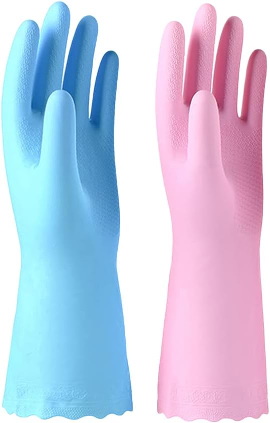Alimat PluS Kitchen Gloves Latex Free, Cotton Flock Liner, 2 Pairs, Large | by AlimatPlus