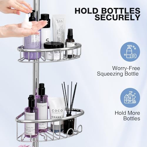Corner Shower Caddy Tension Pole 4-Tier 47-121 Adjustable Stainless Steel - Image 5