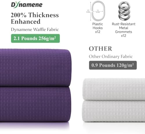 Dynamene Extra Wide Waffle Shower Curtain 256 GSM Fabric 108x72 Purple - Image 5
