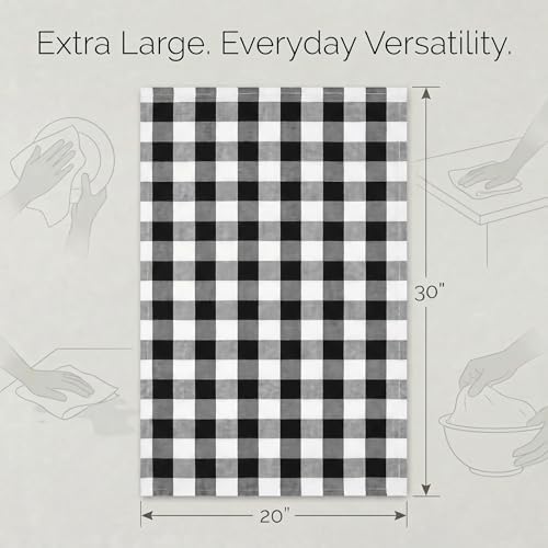 Urban Villa Kitchen Towels Cotton Dish Towels 20”x30” Black Wht - Image 3