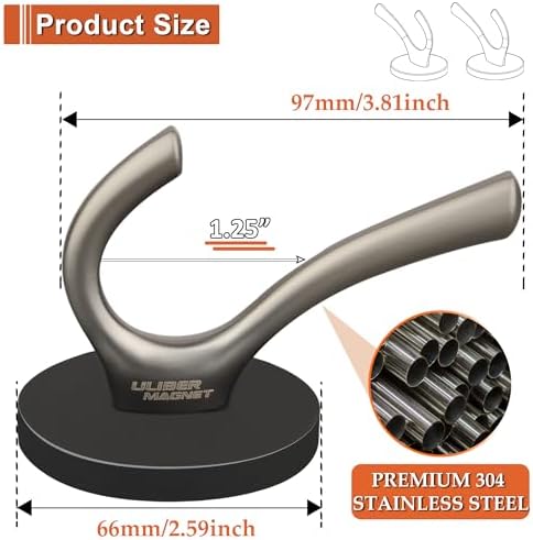 ULIBERMAGNET Strong Magnetic Double Hooks, 4 Pack Heavy Duty Sturdy Coat - Image 2