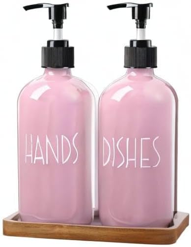 ALELION Dish Soap Dispenser for Kitchen - 16 OZ Glass Hand Soap Dispenser Set - - Image 7