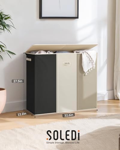 SOLEDI 180L 3-Section Laundry Hamper - Image 6