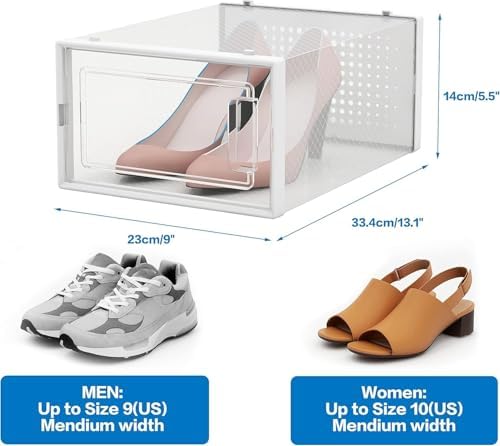 Seseno 12 Pack Shoe Organizer Storage Bins Clear Plastic Stackable Shoe Boxes - Image 3