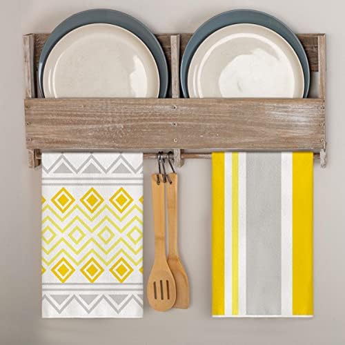 Artoid Mode Yellow Stripes Home Sweet Home Boho Summer Kitchen Towels Dish - Image 4