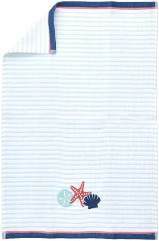 Ritz 2-Piece Cotton Velour Bathroom Hand Towel Set, Embroidered Seashell Trio - Image 6