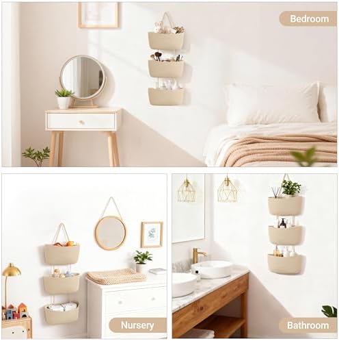 Dahey Over The Door Hanging Basket Storage 3-Tier Woven Wall Basket - Image 7