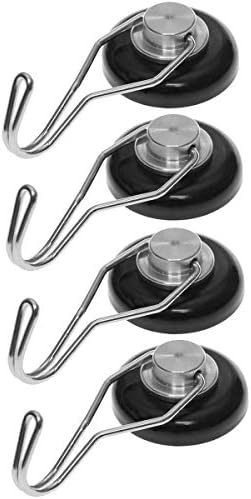 Mavoro Strong Magnetic Hooks for Hanging. Up to 65 lbs. Set of 4 Black Magnet by Mavoro