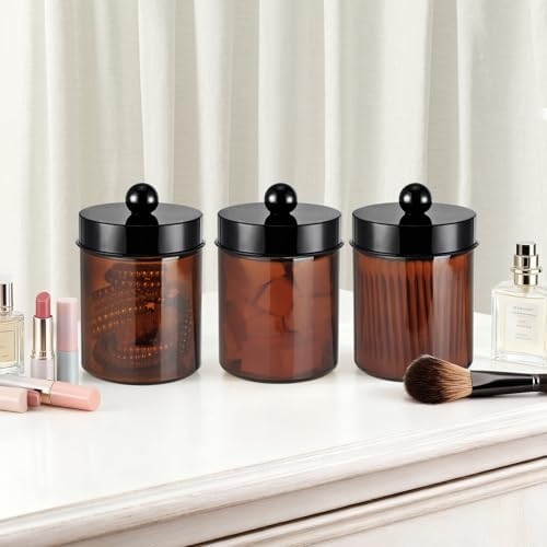 3PC Farmhouse Decor Qtip Holder Apothecary Jars Bathroom Vanity Storage - Image 7