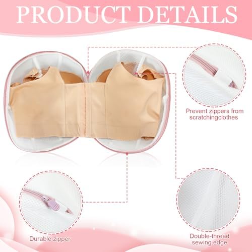 Shappy 6 Pcs Bra Washing Bag for Laundry Storage Women 11.81 Inch Pink - Image 3